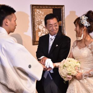 和 と ポッキー でオリジナルの演出 ラヴィール岡山 岡山駅前の結婚式場